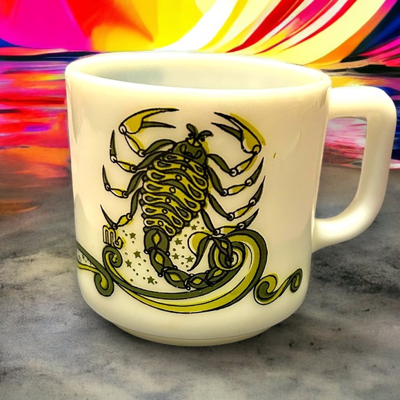 Vintage Other - Vintage Scorpio Mug KMA 1976 Milk Glass Astrology Beverly Horoscope